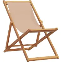 The Living Store Strandstuhl Klappbar Taupe Massivholz Eukalyptus und Stoff
