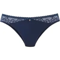 LASCANA Slip "Alana", Damen, Gr. 36/38, Spitze, blau (dunkelblau), Spitze, Obermaterial: 50% Polyamid, 40% Seide, 10% Elasthan, Unterhosen Slip, mit Seide und edler Spitze