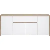 Ebuy24 Next Sideboard 4 Türen, 1 Schublade Eichen-Nachbildung, weiß hochglanz.