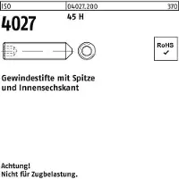 Reyher DIN 914 / ISO 4027 - Stahl 45 H blank - M 12x80 - Gewindestift mit ISK und Spitze