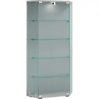 VCM Standvitrine "Holz Glas Stand Vitrine Sammelvitrine Cenila L", silber, B:83cm T:17cm, Obermaterial: 100% Holz Wood., Schränke, Standvitrine