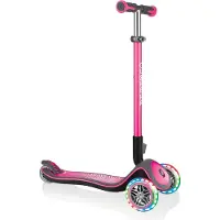Globber ELITE DELUXE LIGHTS – Tretroller Kinder, 120/80 mm, ABEC 5, 3-rädrig, höhenverstellbar, LED-Rollen, pink