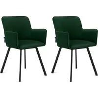Konsimo Stuhl 2-tlg Velours-Sitz schwarzer Metallrahmen "PYRUS", Dunkelgrün, Stoff/Metall, Loft, 56x84x46 cm