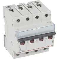 Legrand 404235 TX3 Leitungsschutzschalter C-Charakteristik, 6A, 3-polig+N, 10kA, 400VAC, 4TE