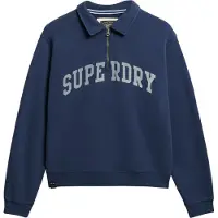 Superdry für Damen. W2012234A Athletic Essentials Marineblaues Rollkragenpullover mit halbem Reißverschluss (M), Lässig, Baumwolle
