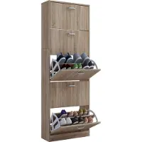 VCM Schuhschrank "Holz Regal Schuhschrank Schuhkipper Serie Sipos XL", braun (sonoma, eiche), B:59cm T:22cm, Obermaterial: 100% Holz Wood., Schränke, Schuhschrank