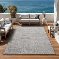 Otto Home Teppich "Lorent" Gr. 6, grau, B:240cm H:5mm L:340cm, Kunstfaser, Teppiche, Teppich, Kurzflor, Uni Farben, Hoch-Tief-Effekt, Scandi-Look, Outdoor geeignet