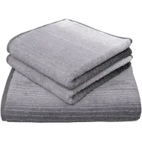 Dyckhoff Handtuch Set "Colori", grau, 3 Stk., Walkfrottee, Walkfrottee, Obermaterial: 100% Baumwolle, Handtuch-Sets, Handtuch Set, 2 Handtücher & 1 Duschtuch,100% Bio Baumwolle, 450 g/m2