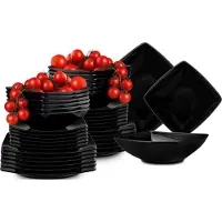 Konsimo Tafelservice EPIRI für 12 Personen (36 Stück) Spülmaschinen- und Mikrowellengeeignet, Schwarz, Keramik, MODERN, 25x25|21x21|17x17cm