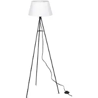 ELC Elsika Tripod-Stehleuchte, Stoffschirm, weiß