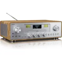 Lenco DAR-281WDSI DAB+/FM Radio CD-Player USB Qi-Ladestation 10 W Holz Silber