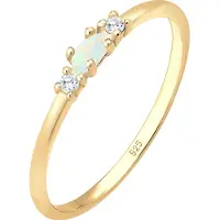 Elli Silberring "Ring Opal Marquise und Zirkonia 925 Sterling Silber" Gr. 54, gold, Fingerringe, Damen, 54, Silber 925 (Sterlingsilber), Silberring