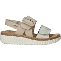 Rieker 1100000002199 , Damen, Gr. 38, beige (hellbeige, sanftes weiß), Lederimitat, Schuhe 1100000002199, Sommerschuh, Sandalette, Keilabsatz, in bequemer Form, Topseller