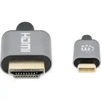Manhattan USB Typ C auf HDMI-Adapterkabel, Konvertiert das Alternate-Mode-Signal in ein HDMI 4K-Ausgangssignal, 2 m, schwarz, 2 m, USB Typ-C, HDMI Typ A (Standard), Stecker, Stecker, Gerade