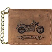 Green Burry GREENBURRY Leder Geldbörse Vintage Wallet With Chain Brown Bike braun