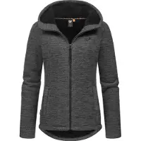 Ragwear Sweatjacke "Kapuzenstrickjacke Lyshka Melange", Damen, Gr. M, grau (dunkelgrau), Obermaterial: 56% Baumwolle CO. 44% Polyester PES. Futter: 100% Polyester PES., Sweatjacken Sweatjacke