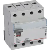 Legrand 411776 TX3 Fehlerstromschutzschalter 63A, 4-polig, 100mA, Typ A, 400VAC, 4TE