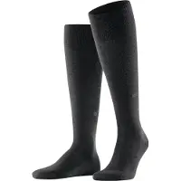 Burlington Kniestrümpfe "Leeds", Herren, Gr. 40-46, grau (asphalt melange), Materialmix, unifarben, Socken Kniestrümpfe, Einheitsgröße 40-46, wärmende Wollmischung, unifarben
