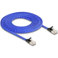 DeLOCK RJ45 Flachband Netzwerkkabel mit Geflechtmantel Cat.6A U/FTP 5 m blau, 5 m, Cat6a, U/FTP (STP), RJ-45, RJ-45, Blau