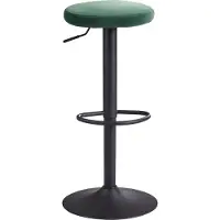 FineBuy Barhocker Samt Hocker Grün ohne Lehne 58 - 79 cm Küchenhocker Stoff / Metall 100kg Design Barstuhl Tresenhocker Drehbar Bistrohocker