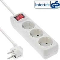 InLine Steckdosenleiste, 3-fach Schutzkontakt, mit Schalter, weiß, 3m, 3 m, Abgewinkelt, 1,5 mm², Kunststoff, Weiß, Kunststoff
