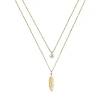 Elli Silberkette "Halskette Feder Boho 925 Silber, mit Kristallen von Swarovski" Gr. 45, gold, Halsketten, Damen, 45, Silber 925 (Sterlingsilber), Silberkette