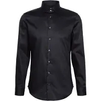 Seidensticker Businesshemd "Schwarze Rose", Herren, Gr. S (38), normale Ärmellängen, schwarz, 100% Baumwolle, unifarben, slim fit, 2-Knopf-Manschette, Hemden Businesshemd, Slim 1/1 Kentkragen Uni