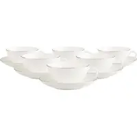 Villeroy & Boch Tasse "Teetassen mit Untertassen Anmut Platinum No.1 140 ml 6er Set weiß", weiß, Porzellan, Trinkgefäße, Tasse