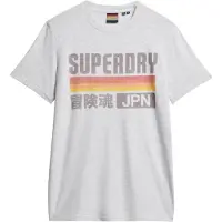 Superdry für Herren. M1012174A Entspannt geschnittenes gestreiftes T-Shirt Japan grau (L), Lässig, Baumwolle, Kurzarm
