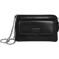Bugatti Schlüsseltasche "Damen SINA echt Leder", Damen, schwarz, Leder, leicht glänzend, unifarben, Kleinlederwaren Schlüsseltasche, echt Leder
