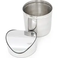 Relaxdays Tischmülleimer mit Schwingdeckel, Edelstahl, Ø 12 x H 15,5 cm, 1,2 L, Mini Abfalleimer, glänzend, silber