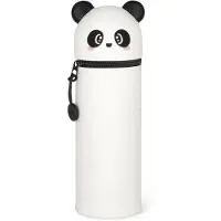 Legami Federmäppchen 2-in-1 Panda,18.5 x 6.3 cm, weiches Silikon, Weiches Federmäppchen, Silikon, Weiß, Abbildung, Reißverschluss, Kind