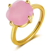 Ailoria Fingerring "Ring Rosa Chalcedon ÉGLANTINE" Gr. 51, rosa, Fingerringe, Damen, 51, Fingerring
