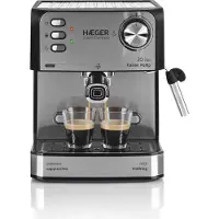 Haeger CM-85B.011A, Espressomaschine, 1,6 l, Kaffeepad, Gemahlener Kaffee, 850 W, Schwarz, Edelstahl