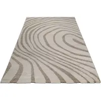 Wecon Home Teppich "Björn", rechteckig, 18 mm Höhe, Gewebt, Hoch-Tief, pflegeleicht, Wellen-Muster, Scandi, Wohnzimmer