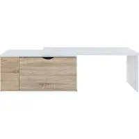 En.casa Beistelltisch ‘Österåker’ mit ausziehbarer Tischplatte 100 x 47,5 x 40 cm Holzoptik / Weiß