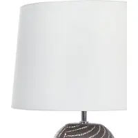Beliani Tischlampe mit Keramikfuß Schwarz 63 cm Streifenmuster Kabel mit Schalter Lampenschirm aus Baumwolle / Jute in Weiß Wohnzimmer Schlafzimmer