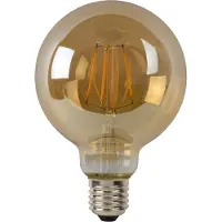 Lucide G95 – Glühbirne mit Glühfaden – Durchmesser 9,5 cm – LED, dimmbar – Fassung E27 – 1x5W, 2700K – bernsteinfarben