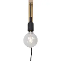 Lucide Holz-Wandleuchte Fix, Fassung schwarz