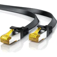 Primewire 10x LAN-Kabel CAT.7, RJ-45 (Ethernet), CAT 7 Flachband U/FTP Gigabit Netzwerkkabel 10 Gbit/s Patchkabel - 1m