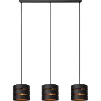 Lucide Pendellampe Rosas 3-hell schwarz mit Gold