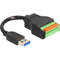 DeLOCK USB 3.2 Gen 1 Kabel Typ-A Stecker zu Terminalblock Adapter mit Drucktaster 15 cm, 0,15 m, USB A, 10-pin terminal block, USB 3.2 Gen 1 (3.1 Gen 1), 5 Gbit/s, Schwarz, Grün