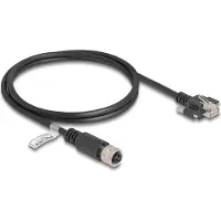 DeLOCK M12 Kabel D-kodiert 4 Pin Buchse zu RJ45 Stecker mit Schrauben Cat.5e FTP 1 m schwarz, 1 m, Cat5e, F/UTP (FTP), M12, RJ-45, Schwarz