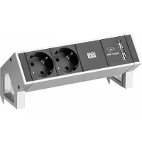 Bachmann DESK2 2x Schutzkontakt 2x USB A-Charger , GST18 Stecker , weiß, 0,2 m