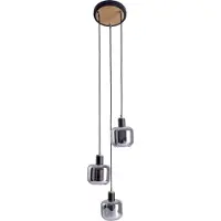 Näve Pendelleuchten - 3er Deckenleuchte "FUMOSO" Ø: 20cm, Hängelampe im Retro Style, aus Metall und Glas in schwarz, 120 cm hoch, Ø 20 cm, E14-Fassung