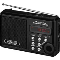 Sencor SRD 215 B, FM, 88 - 108 MHz, Analog, 2W, 11 cm, 2,9 cm