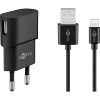 Goobay Apple Lightning Ladeset (5 W) - Netzteil mit Apple Lightning Kabel 1m (schwarz)