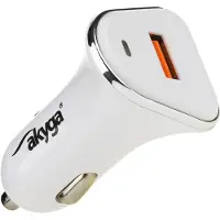 Akyga AK-CH-07, Auto, Zigarettenanzünder, 12 V, Silber, Weiß