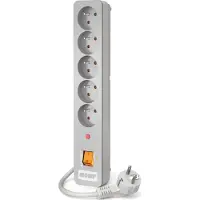 Hsk DATA ALP-ACARX5-----113, 3 m, Drinnen, Kunststoff, Grau, Universal, 5 AC-Ausgänge