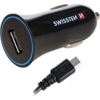 Swissten micro USB auto nabíječka 12V 5V 1000mA nabíjení mobilních telefonů a GPS černá, odpojitelný kab